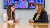 Linda Brown (pictured right) with former tutor Isabelle “Gracie” Ruiz who graduated in 2022.