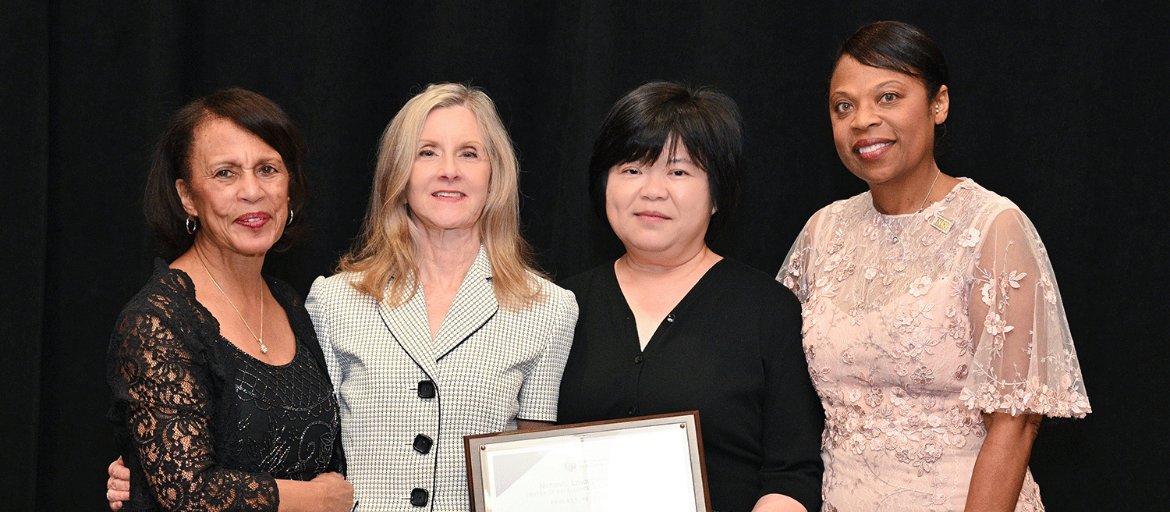 Pictured (L-R): Beverly Malone, President and CEO, National League for Nursing; Cathy Rozmus, Erica Yu.