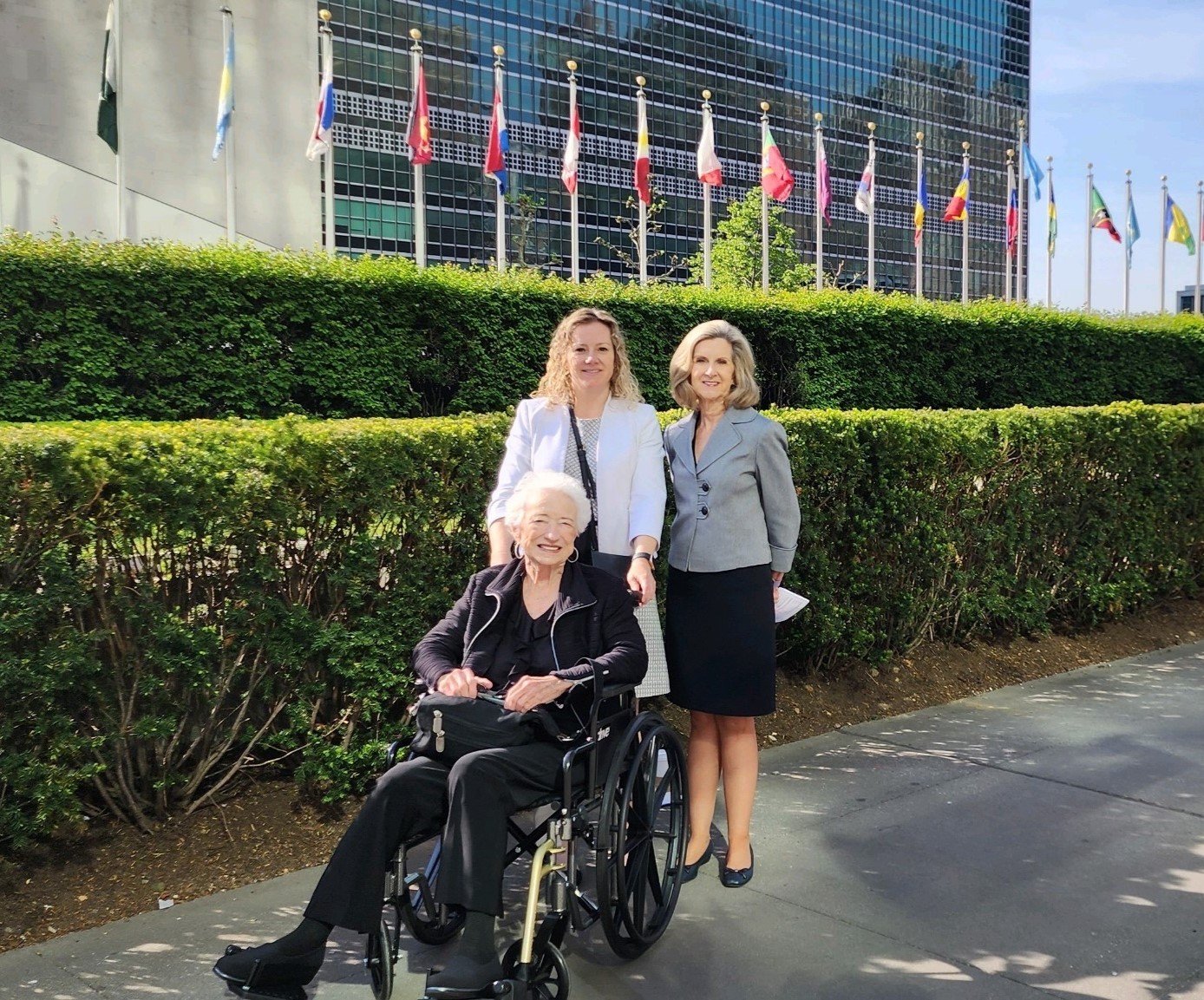 Dean Emerita Patricia L. Starck, Dean Diane Santa Maria, and Vice Dean for Academic Affairs Cathy Rozmus at the United Nations. (Photo by UTHealth Houston)