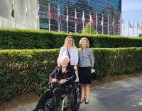 Dean Emerita Patricia L. Starck, Dean Diane Santa Maria, and Vice Dean for Academic Affairs Cathy Rozmus at the United Nations. (Photo by UTHealth Houston)