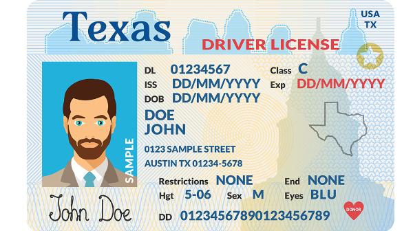 Graphic of Texas driver license