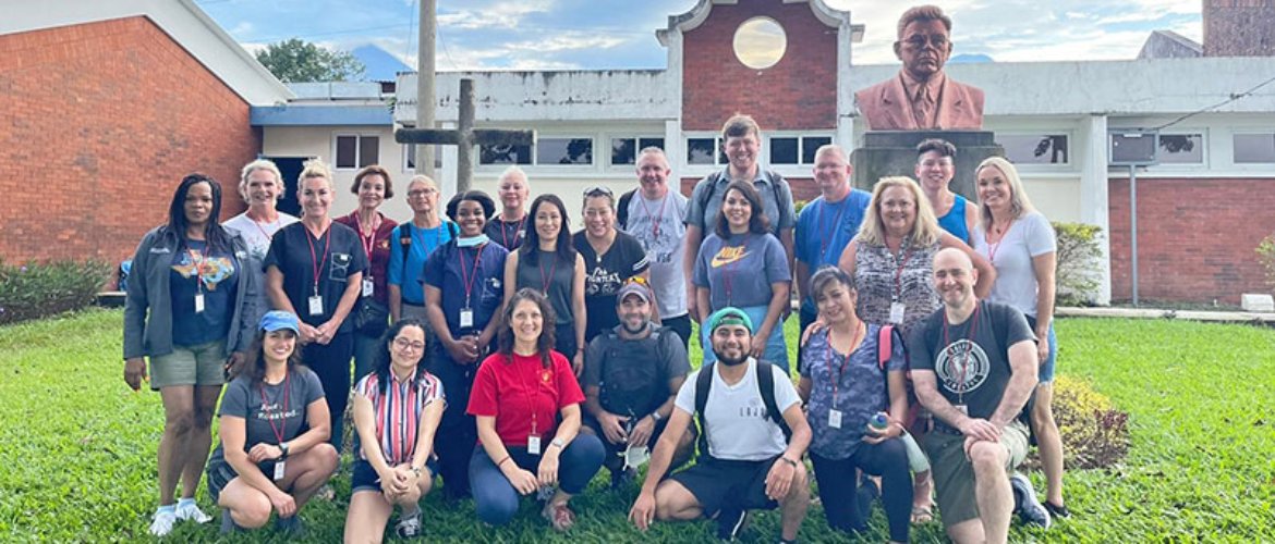 Assistant Professor Amy Blok poses with her medical mission colleagues at Hospital Hilario Galindo near Retalhuleu, Guatemala