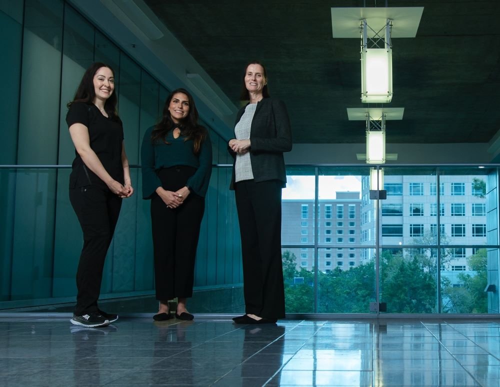 (From left) Andrea Ancer Leal, DNP, RN; Alejandra Castro, BSN, RN; and Jennifer Beauchamp, PhD, RN, and others created and developed R.Á.P.I.D.O., which has been adopted by the AHA/ASA. (Photo by David Sotelo/UTHealth Houston)