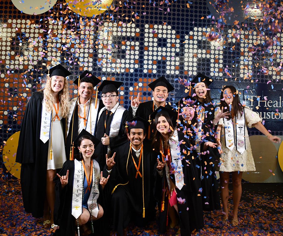 BSN students celebrate with a fun confetti photoshoot.