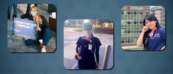 Nursing students Isabel Blow, Lauren Holtzclaw and Jocelyn Yanez