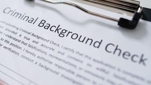 Photo of a criminal background check form