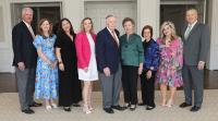 Pictured (L-R): Drew and Beth Crozby, keynote speaker Sarah DiGregorio, Dean Diane Santa Maria, Dr. Joe and Sally Bridges, Professor Nancy Bergstrom, and Jennifer and Todd Darwin.