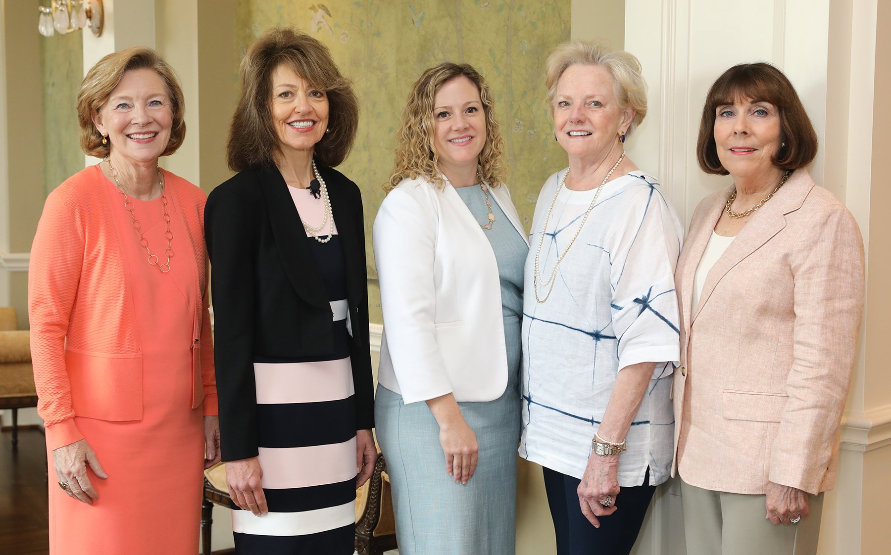 Pictured (L-R) Kay English,  Diane Sieg, Dean Diane Santa Maria, Sally Hartman Harvin, and Ellen G. Sheedy.