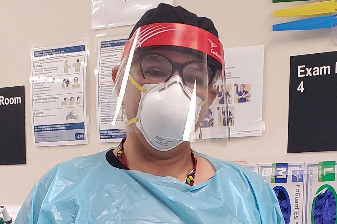 Elda Ramirez, PhD, ENP-BC in personal protective equipment (Photo courtesy of Cizik School of Nursing at UTHealth)