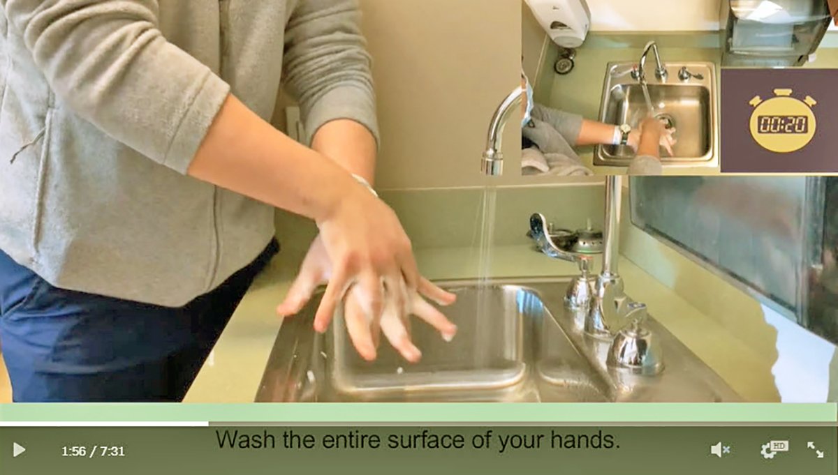 The nursing students’ video teaches proper handwashing practice.