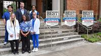 Nursing students from all degrees in front of the building