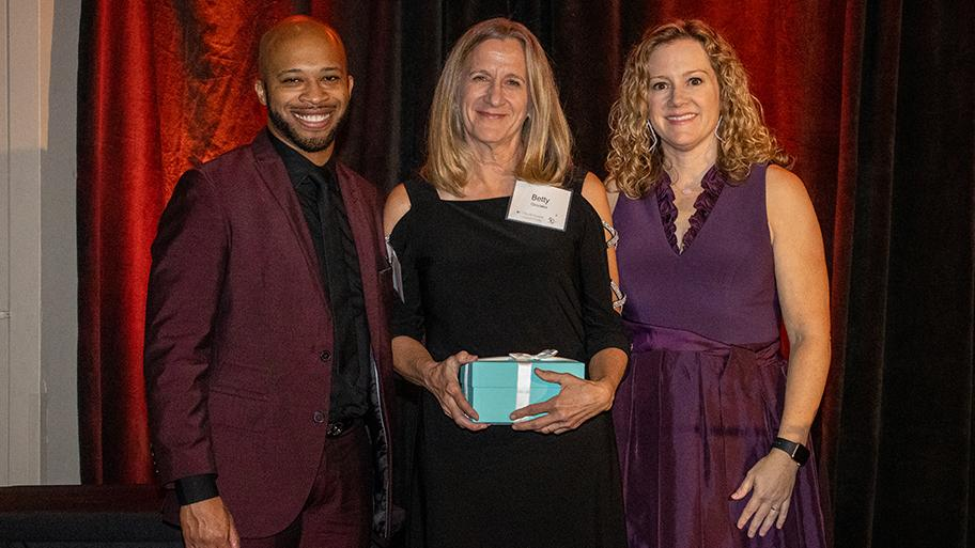 Senior Director of Annual Giving and University Alumni Engagement Derrick Miller, Distinguished Alumni Dr. Elizabeth 