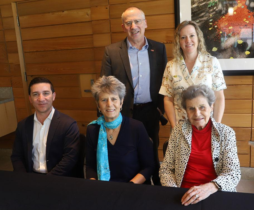 Seated (L-R): Hudson Santos, Paula Cizik, and Jane Cizik. Standing: UTHealth Houston President Giuseppe N. Colasurdo and Cizik School of Nursing Dean Diane Santa Maria.