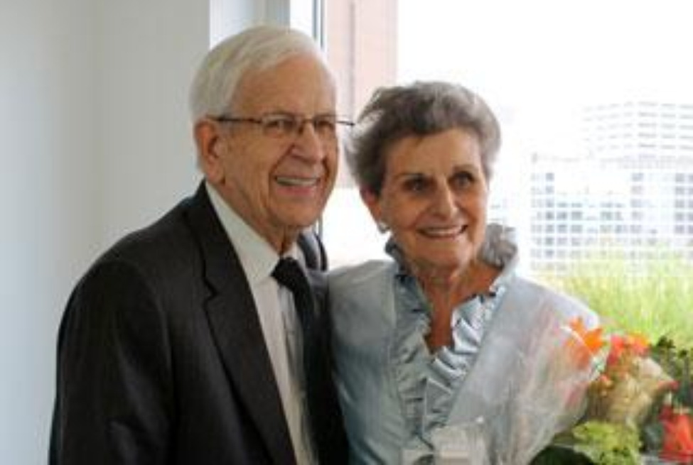 Robert Cizik with his wife, Jane, enjoying themselves during a reception at the nursing school after the November 2017 naming event (Photo by D R Bates)
