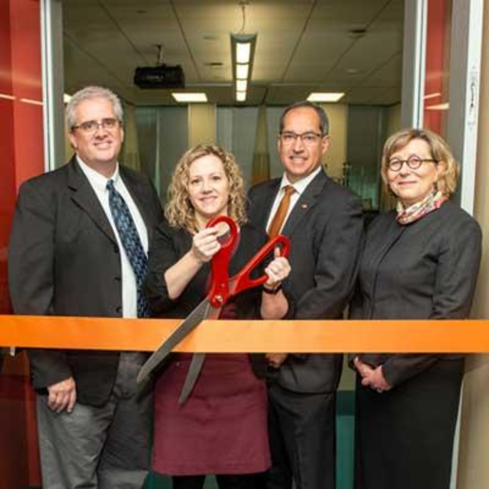 Photo of Diane Santa Maria, dean ad interim, and there other UTHealth leaders cutting the ribbon on the new simulation center at Cizik School of Nursing at UTHealth Photo of Diane Santa Maria, dean ad interim, and there other UTHealth leaders cutting the ribbon on the new simulation center at Cizik School of Nursing at UTHealth