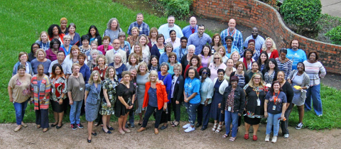 Employees gathered for a group photo in 2017.