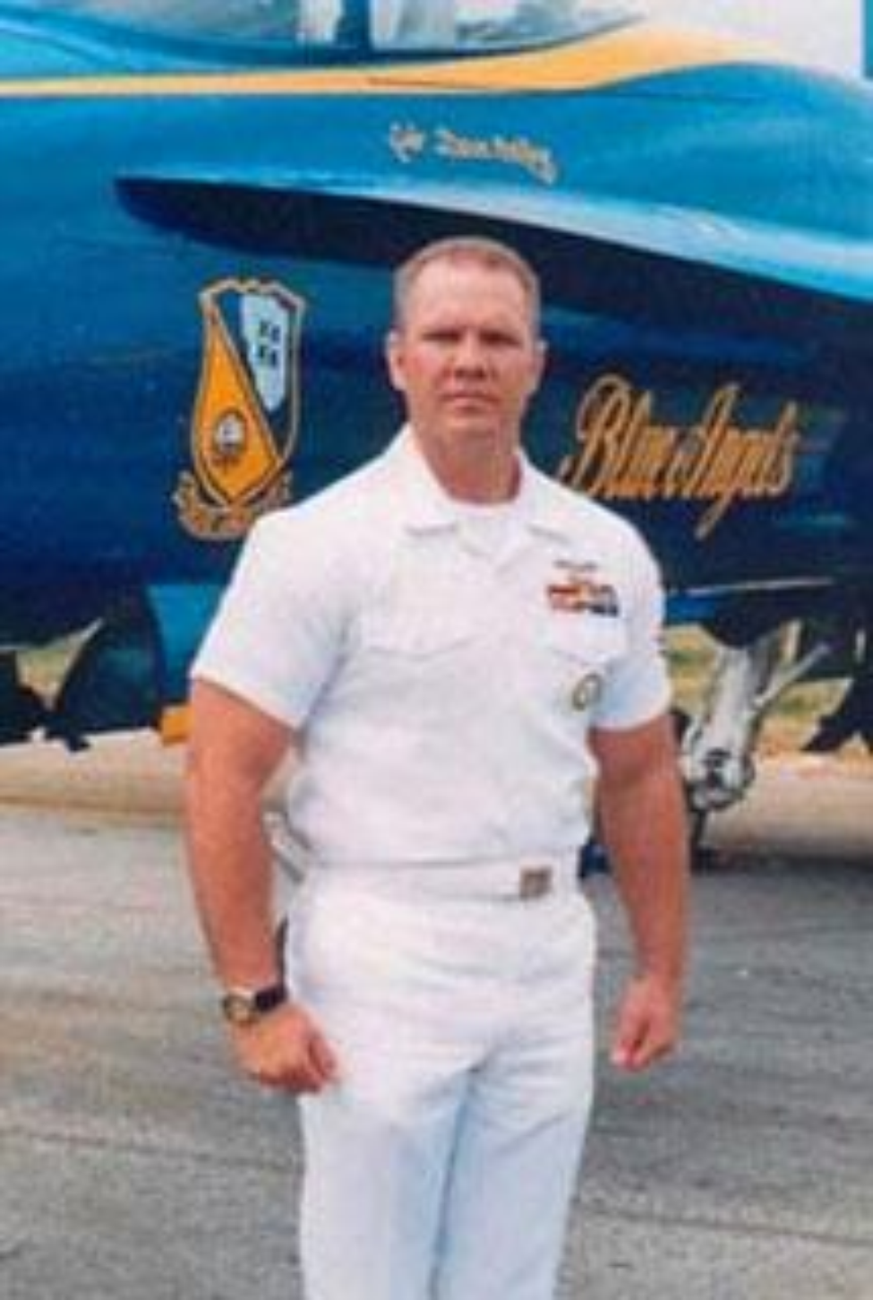 VBSN case manager Rex Marsau in uniform with one of the famous Blue Angels precision aerobatic team’s F/A-18 Hornet aircraft. (Courtesy of Rex Marsau) VBSN case manager Rex Marsau in uniform with one of the famous Blue Angels precision aerobatic team’s F/A-18 Hornet aircraft. (Courtesy of Rex Marsau)